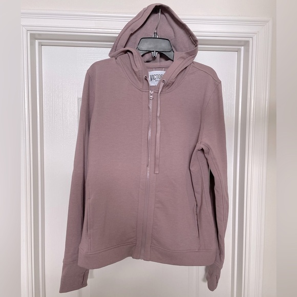 Victoria's Secret Tops - Victoria’s Secret Victoria Sport long sleeve full zip hoodie size large- mauve